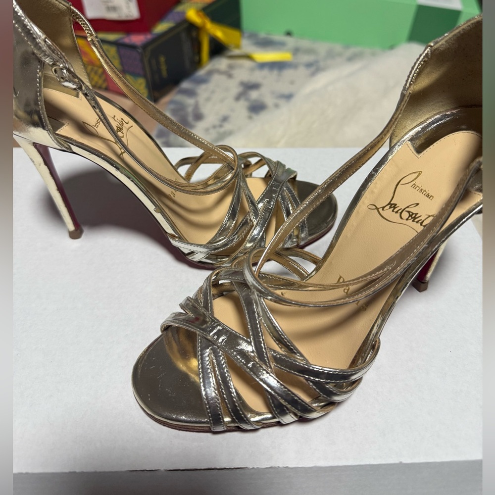Christian Louboutin Metallic Strappy Heels